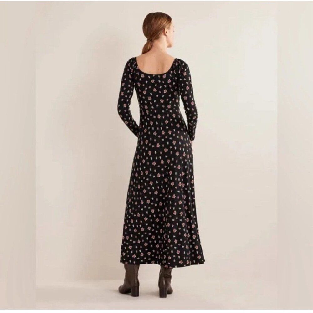 Boden Womens Midi Dress UK 10P US 6P Black Sweetheart Neckline Jersey D0453 NWT - Picture 3 of 11